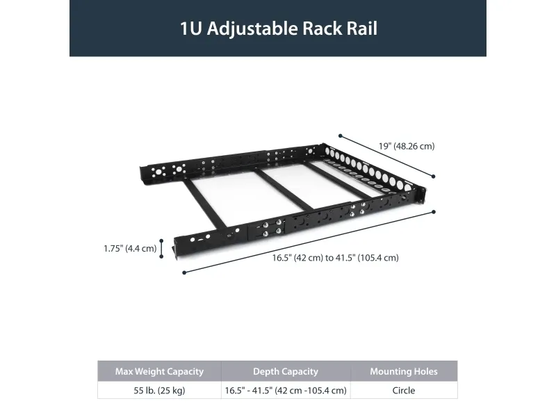 Startech U Universal Server Rack Rails Taa Compliant Adjustable