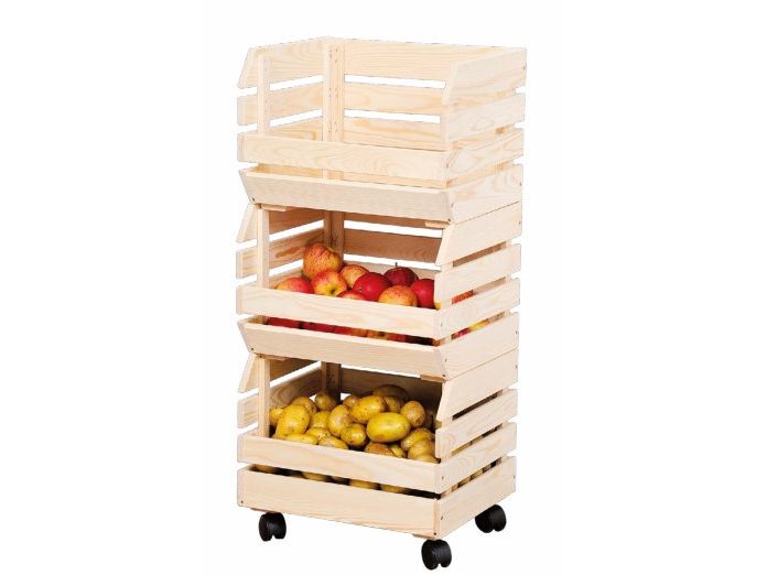 Kesper 69581, Aufbewahrungsbox, Holz, Rechteckig, Pinienwald, Einfarbig, 4 Rad/Räder