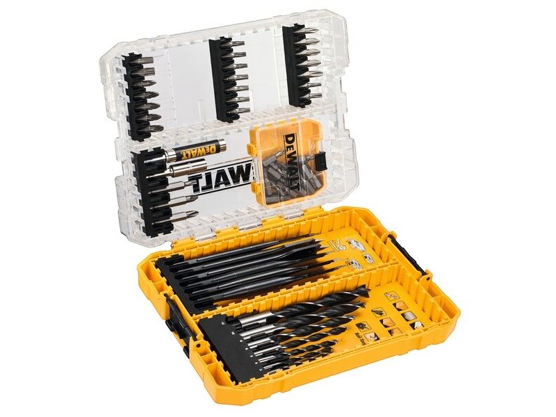 Dewalt Dt70758-Qz, Bohrer, Bohrerbit-Set, Holz, 6,4 Mm, 57 Stück(E), Brad Point Wood Drill Bits: 3Mm, 4Mm, 5Mm, 6Mm, 8Mm, 10Mm, 12Mm Flatwood Drill B