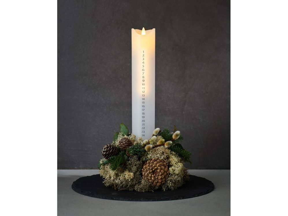 Sirius - Sara Kalender lys, Hvid/Sølv, inkl. fjernbetjening