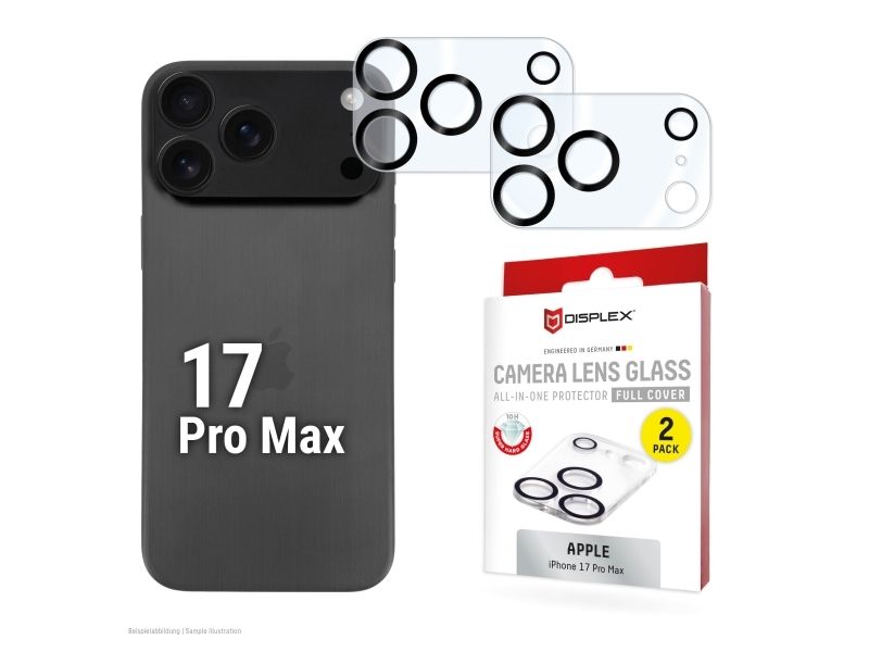 Displex Full Cover Camera Lens Glass, Apple Iphone 17 Pro Max, Kamera Schutzglas, 10H, Quick Mount, 2 Stück, Apple, Iphone 17 Pro Max, Staubresistent