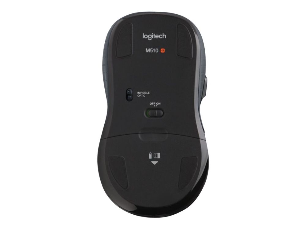 Logitech M510 - Mus - højrehåndet - laser - 5 knapper - trådløs - 2.4 GHz - trådløs modtager (USB) - sort