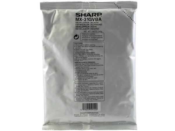 Sharp Mx31gvba - Sort - Developer - For Sharp Mx-2600N, Mx-3100N, Mx-4100N, Mx-4101N, Mx-5000N, Mx-5001N