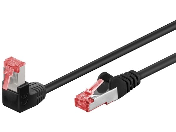 Goobay Cat 6 Patchkabel 1X 90° Gewinkelt, S/Ftp (Pimf), Schwarz, 1M