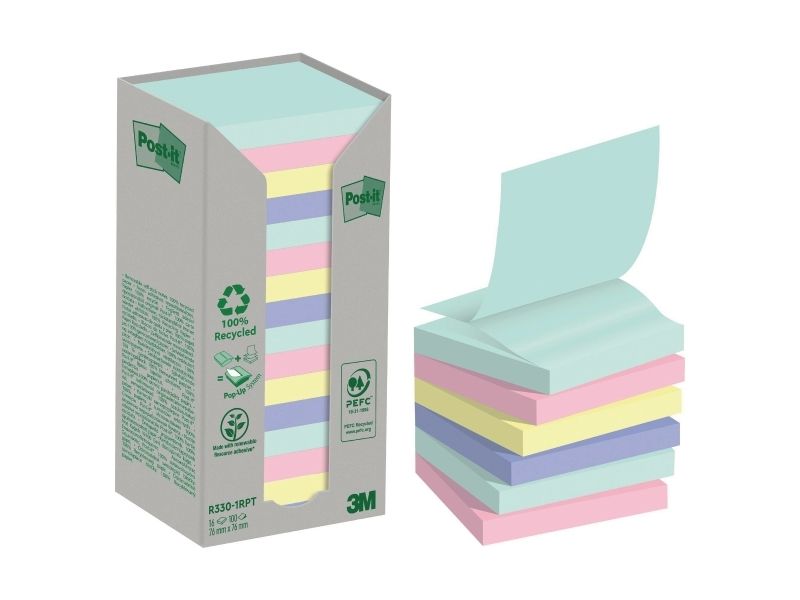 3M Post-It, Quadratisch, Blau, Grün, Pink, Violett, Papier, 60%, 76 Mm, 100 Blätter