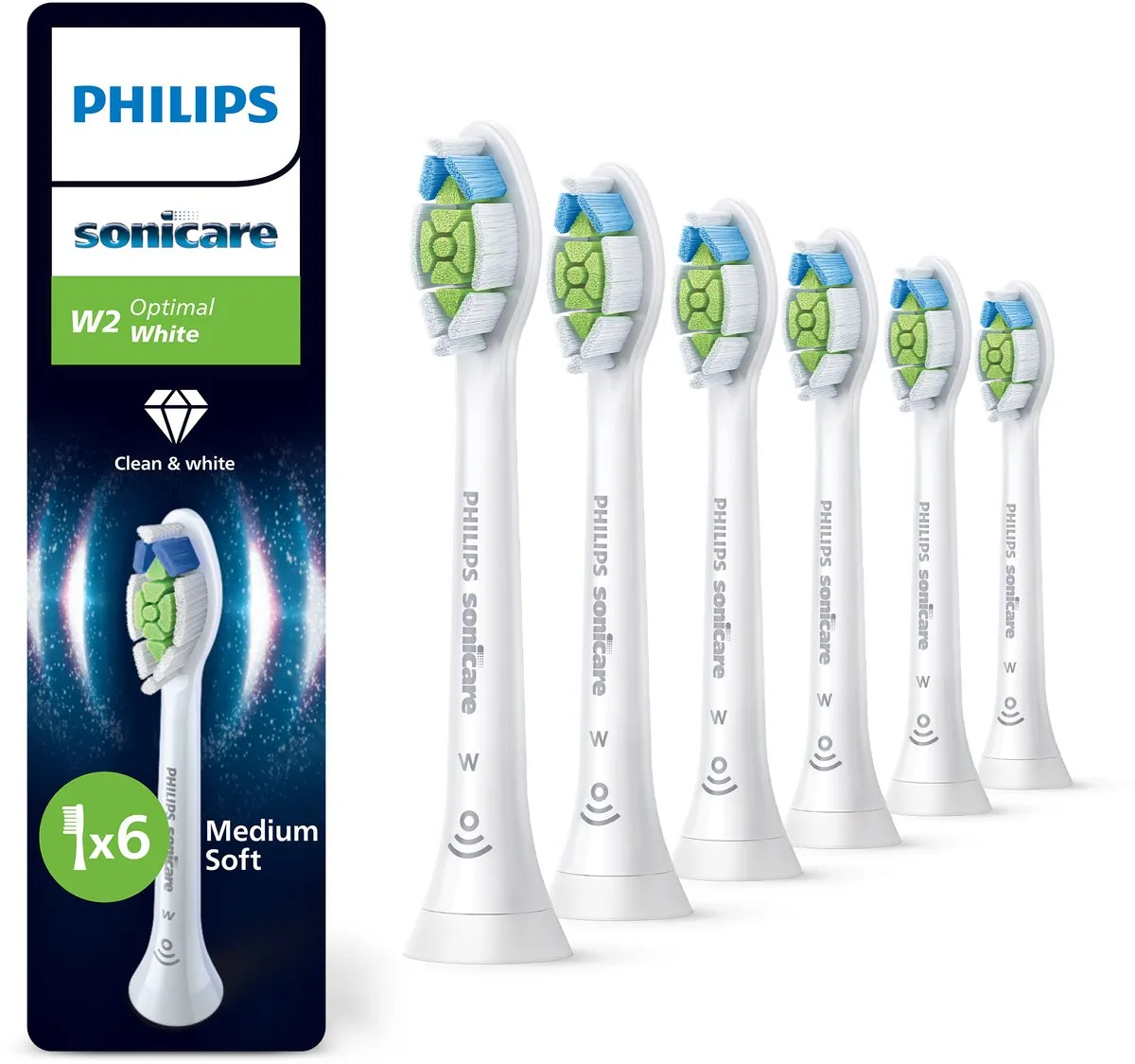 Philips Sonicare W2 Optimal White Tandbørstehoveder - Hvid - 6-pak