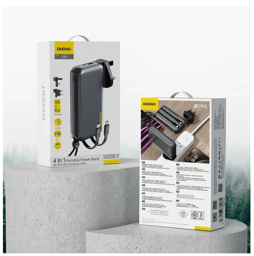 Dudao K25 2in1 powerbank 10000mAh 20Watt grå