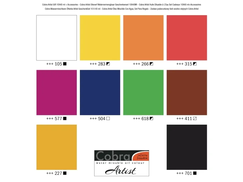 Cobra Artist oljefärg presentset 10 x 40 ml + tillbehör | Skola & Hobby - Konstmaterial - Oljefärg | GameStuff