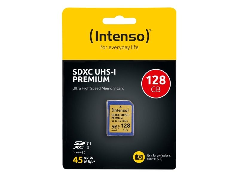 Intenso Sdxc 128Gb, 128 Gb, Sdxc, Klasse 10, Uhs-I, 90 Mb/S, Class 1 (U1)