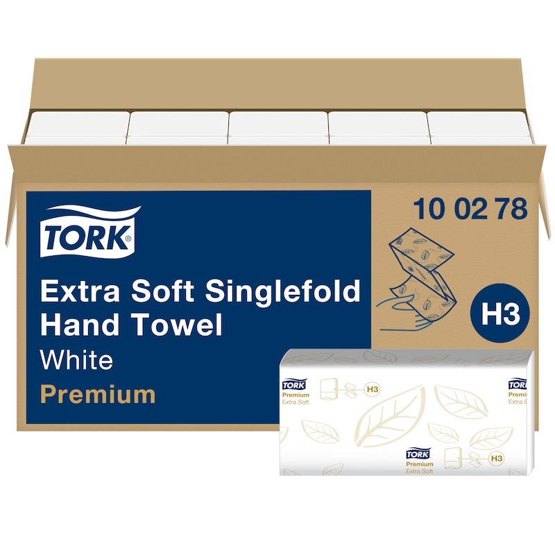 Håndklædeark Tork H3 Singlefold Premium Extra soft 2-lag hvid - (15 pakker x 200 ark)