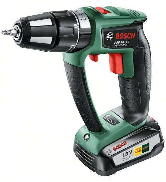 Bosch AKKUSLAGBOREMASKINE PSB18LI-2 ERGO 2X2,5 | Elverktyg - DIY - Elverktyg 230V - Borrmaskin | GameStuff