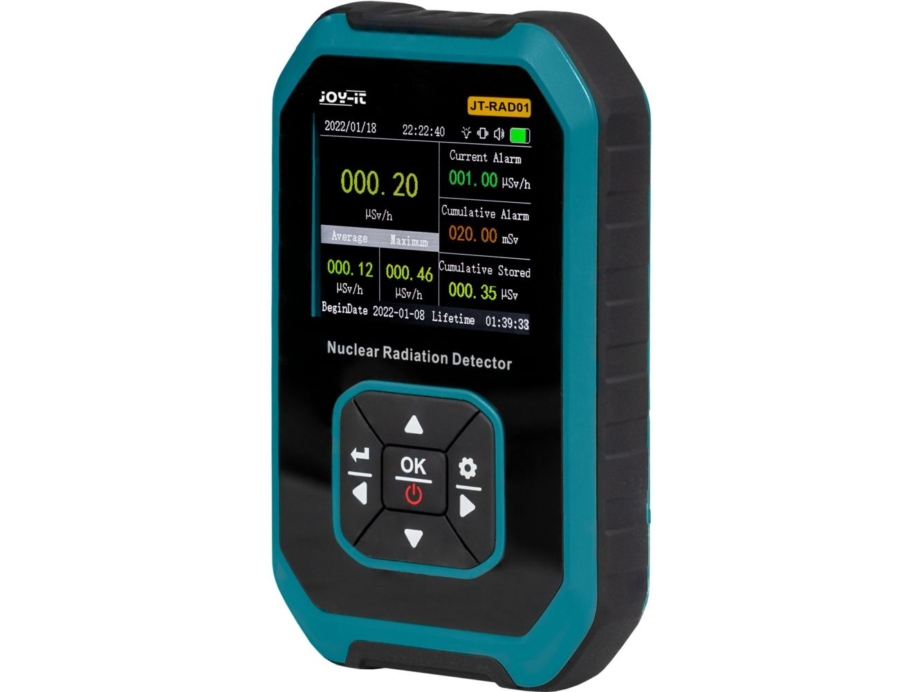 Joy-iT JT-RAD01, Digital, Sort, Turkis, Batteri, Lithium-Ion (Li-Ion), 77 mm, 122 mm