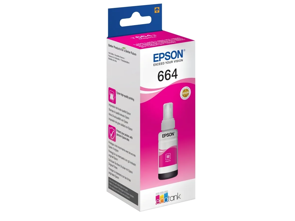 Epson T6643 - 70 ml - magenta - original - refill - för Epson L386 EcoTank ET-2600, 2650, L121, L1455 EcoTank ITS L3050, L3060, L3070 | Skrivare - Bläck, toner & förbrukningsvaror - Bläck | GameStuff
