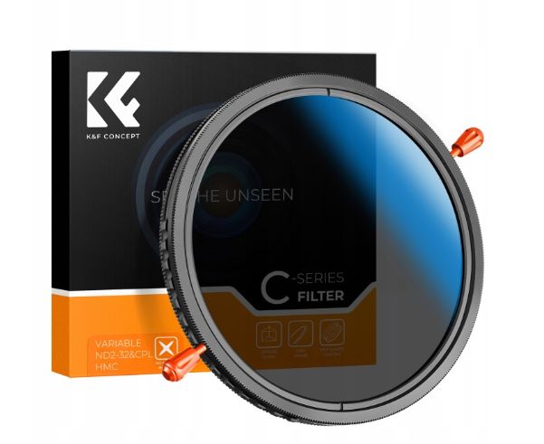 K&F Concept 2-i-1 filter: CPL + fuld grå ND2-ND32, 77 mm (KF01.2602)