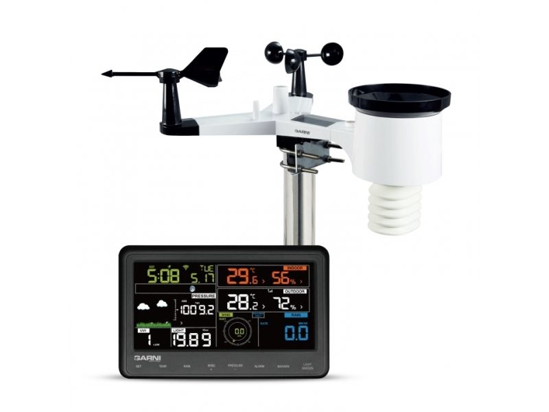 Garni 940, Sort, Grå, Hvid, Anemometer (Vindhastighed), Rainfall, Ultraviolet (Uv), Vindretning, 0 - 50 M/S, 10 - 99%, -10 - 60 °C, -25 - 60 °C