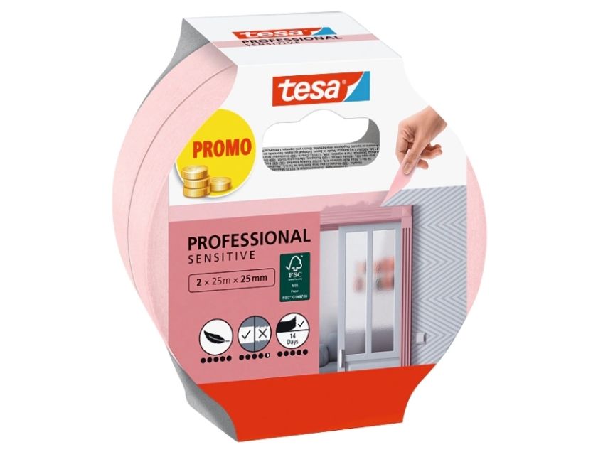 TESA 56267-00000-01, Lyserød, Maskering, 25 m, 25 mm, 2 stk