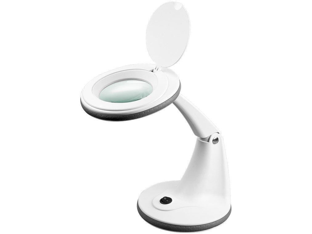 Goobay LED-luplampe med fod, 6 W, hvid 450 lm, 100 mm glaslinse, 1,75x forstørrelse, 3 dioptrier