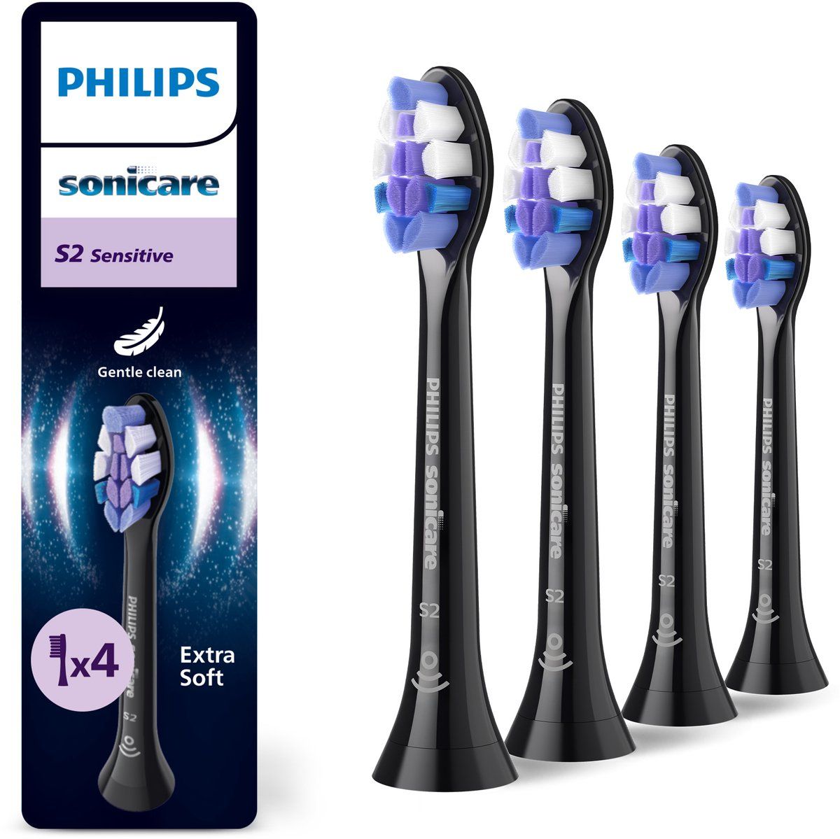 Philips Tandbørstehoveder Sonicare S2 Sensitive HX6054 - replacement brushhead - black