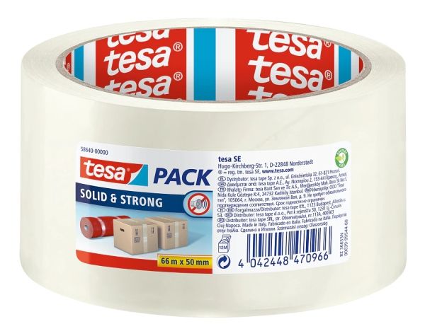 Tesa Solid &Amp Strong 58640-00000-00 Pakkebånd Tesapack Transparent (L X B) 66 M X 50 Mm 1 Stk