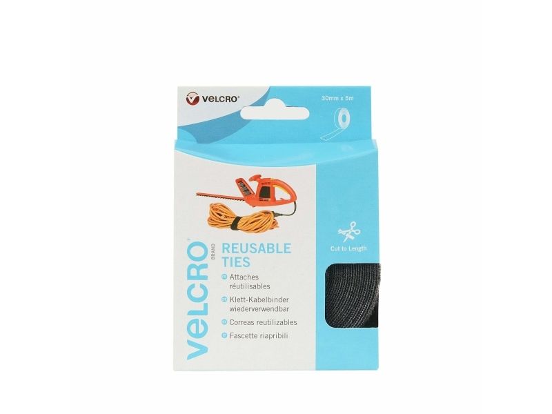 Velcro Vel-Ec60254, Sort, 30 Mm, 5 M, 1 Stk, Kasse