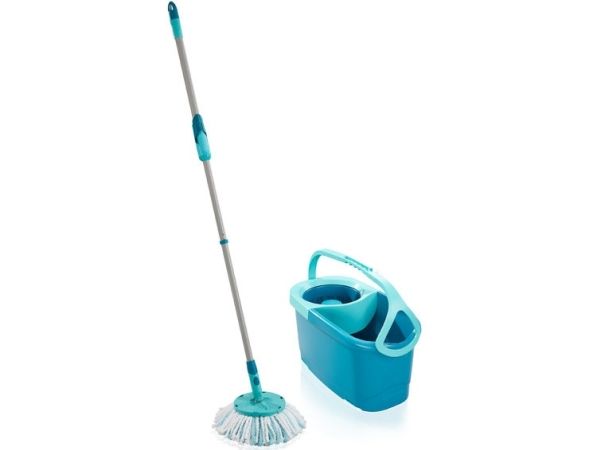 Leifheit Clean Twist Mop Ergo Mobile Moppesystem &Amp Spand Enkelt Beholder Blå