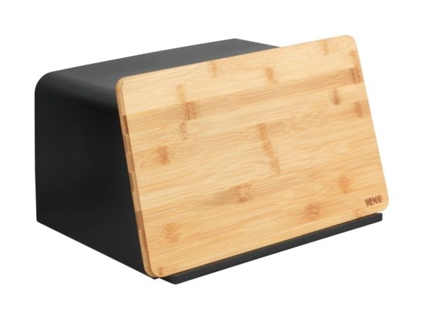 Wenko Schwarz/Braun Brotkasten "Modell Kubo", (, Braun), B:35cm H:20,5Cm L:26,5Cm, Bambus, Kunststoff, Lebensmittelaufbewahrungsbehälter, Brotkasten... - Image 6