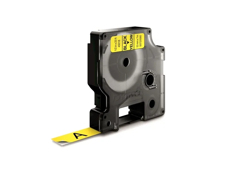 Teksttape, Dymo D1, 12 mm, sort/gul | Papper & Emballage - Märkning - Etiketter och Tejp | GameStuff
