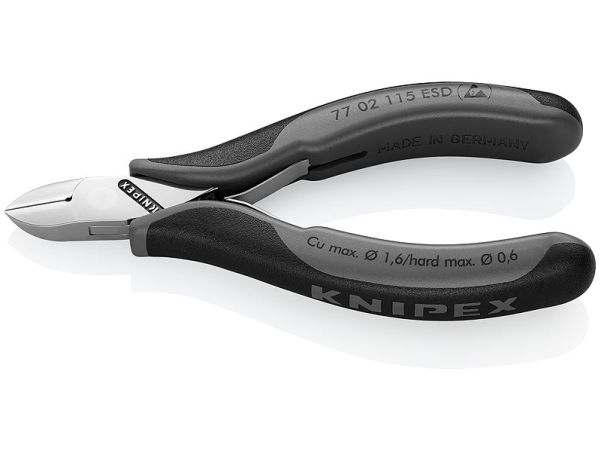 Knipex KP-7702115ESD, Diagonal tang, 1,1 cm, 1,4 cm, 7,5 mm, 1,6 mm, Beskyttelse mod elektrostatisk udladning (ESD)