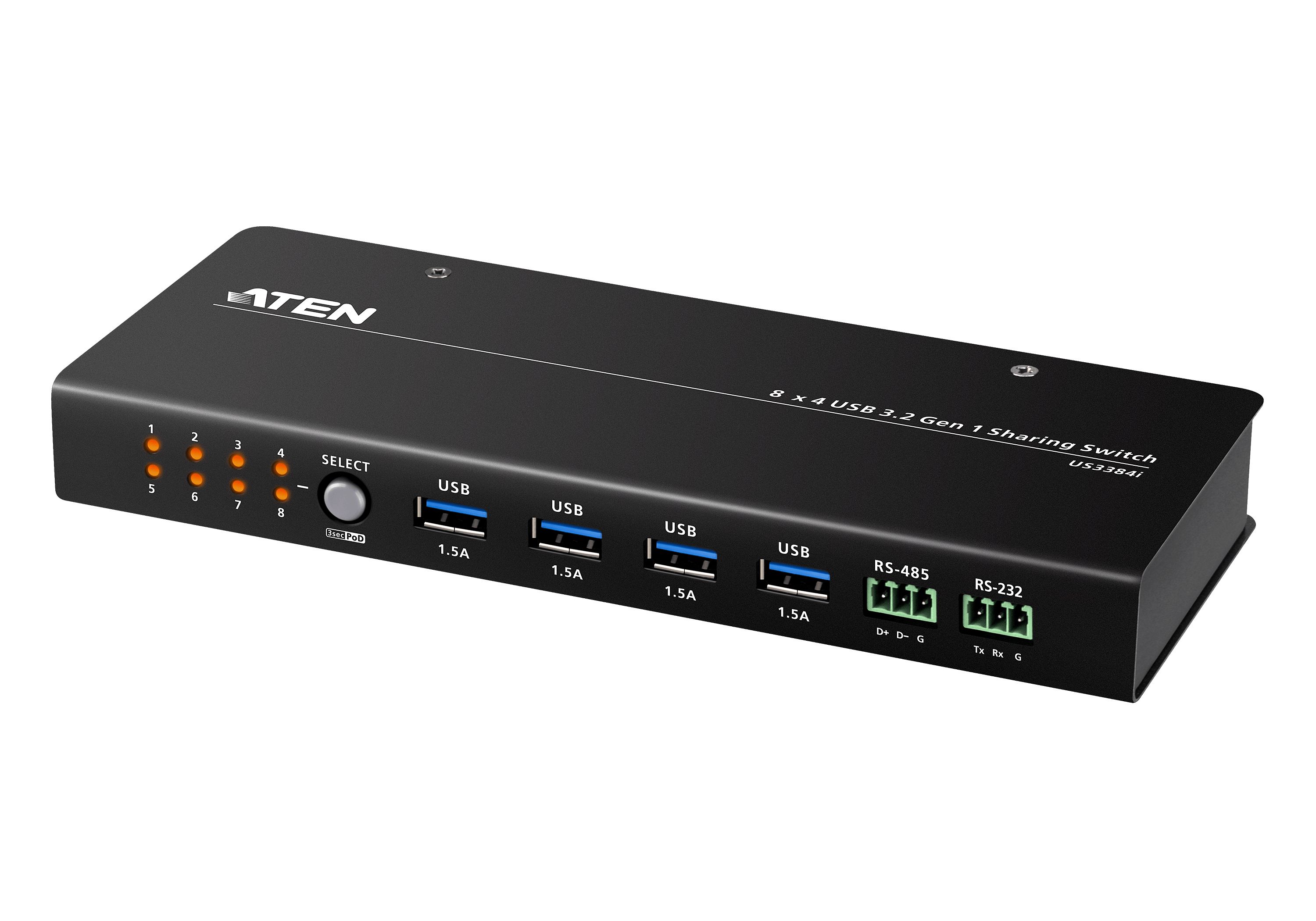 Aten US3384i 8x4 USB 3.2 Gen.1 Switch, Multi USB-Umschalter, KVM Switch, Schwarz - Image 2