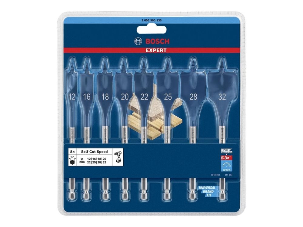 Bosch Expert SelfCut Speed - Borebitsæt - for blødtræ, partikeltavle - spadebit - 8 stykker