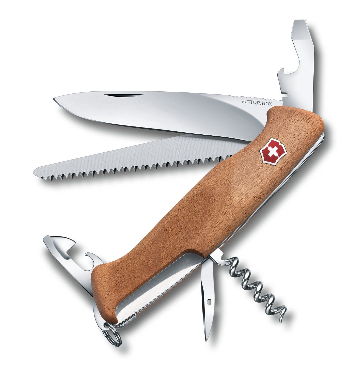 Victorinox RangerWood 55 Foldekniv - 130mm, 10 funktioner, låsbar klinge, valnøddetræ - Brun