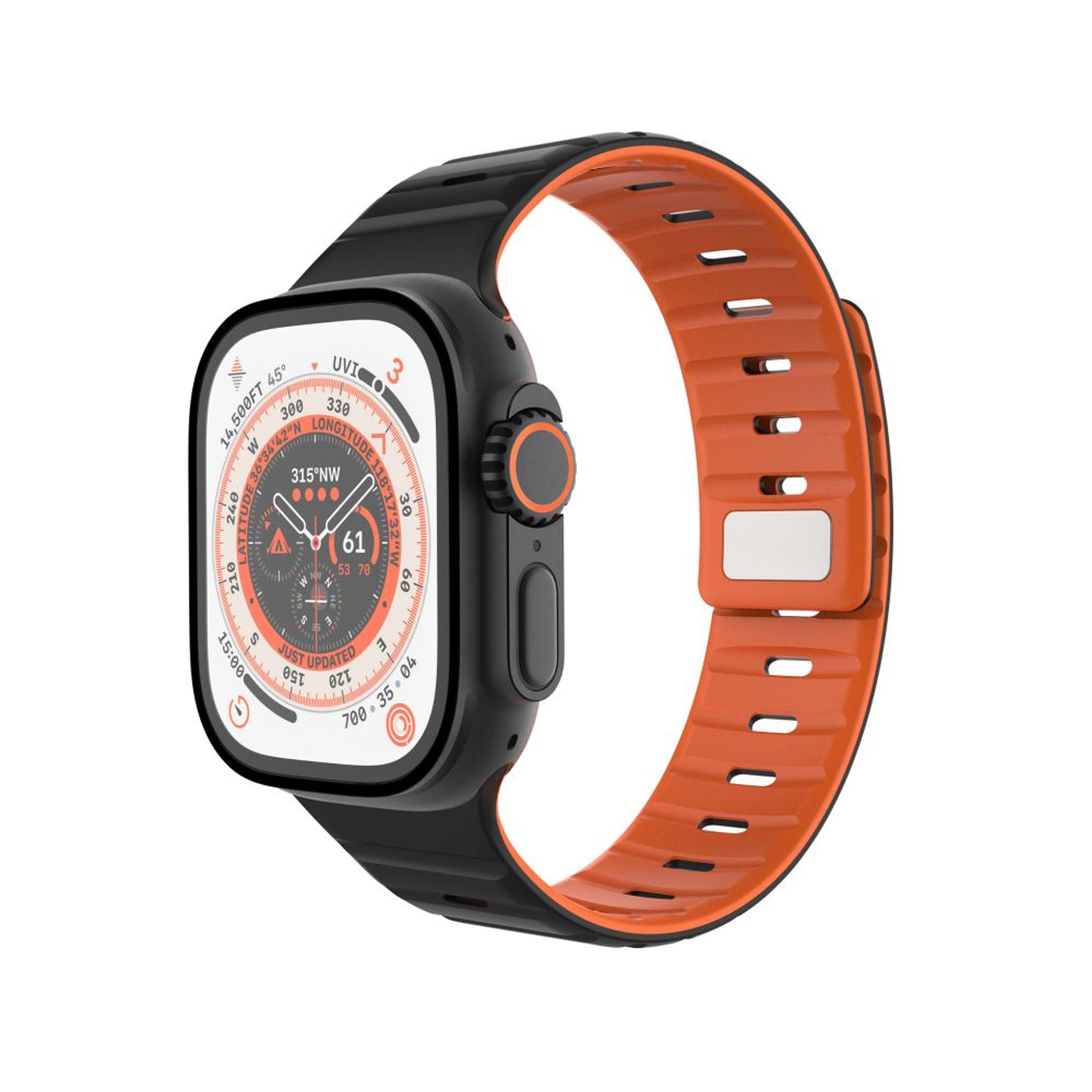 Fixed Silicone Magnetic Strap, Gurt, Smartwatch, Schwarz, Apple, Apple Watch 42/44/45/46/49Mm, Silikon, Edelstahl