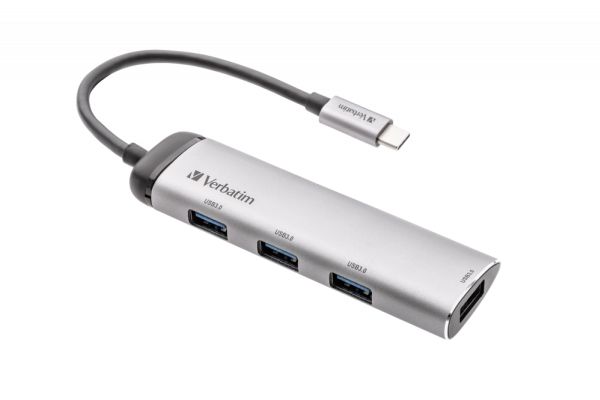 Verbatim Usb-C Multiport-Hub 4-Port Usb 3.2 Gen 1, Usb 3.2 Gen 1 (3.1 Gen 1) Type-C, Usb 3.2 Gen 1 (3.1 Gen 1) Type-A, 5000 Mbit/S, Grau, Aluminium,