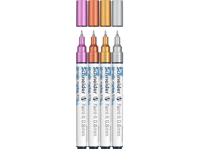 Schneider Acrylic Marker Schneider Paint-It Metalli 4 Packs (Silber, Gold, Kupfer, Violett)