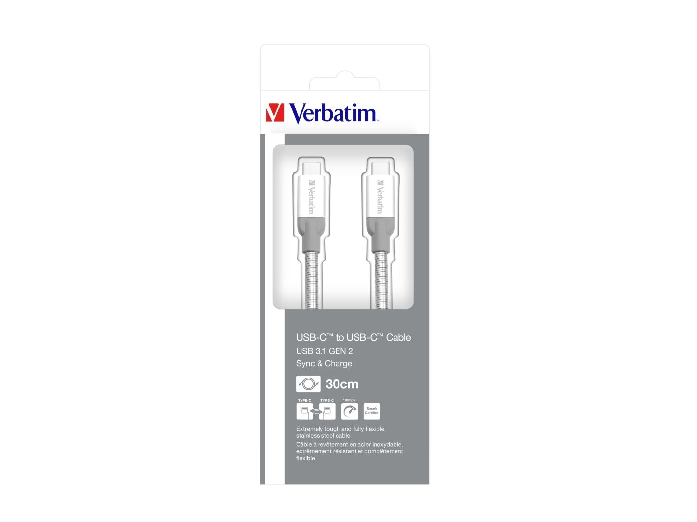 Verbatim - Usb-Kabel - Usb-C (Han) Til Usb-C (Han) - Usb 3.1 Gen2 - 3 A - 30 Cm