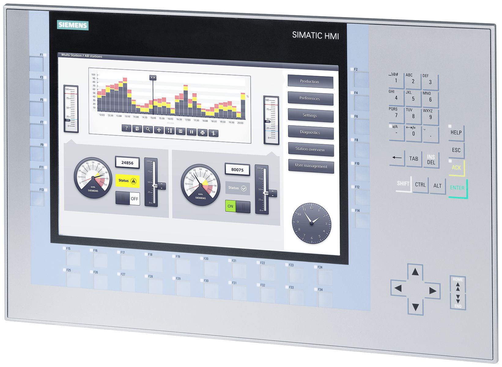Siemens 6AV2124-1MC01-0AX0 6AV21241MC010AX0 SPS-Display, 30,7 cm (12.1), 800 x 1280 pixel, LCD, TFT, 454 mm, 289 mm