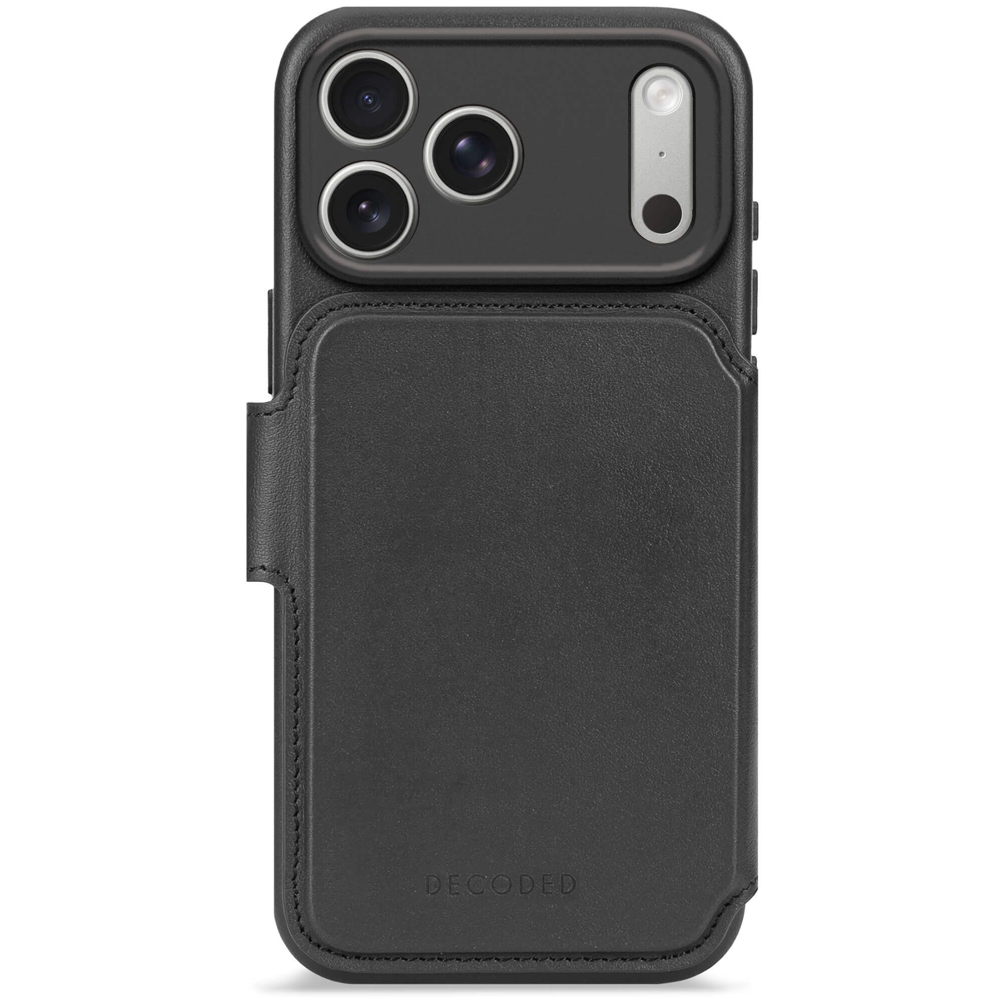 Decoded Leather Detachable Wallet - Schützende Ledertasche Für Iphone 17 Pro Kompatibel Mit Magsafe Schwarz