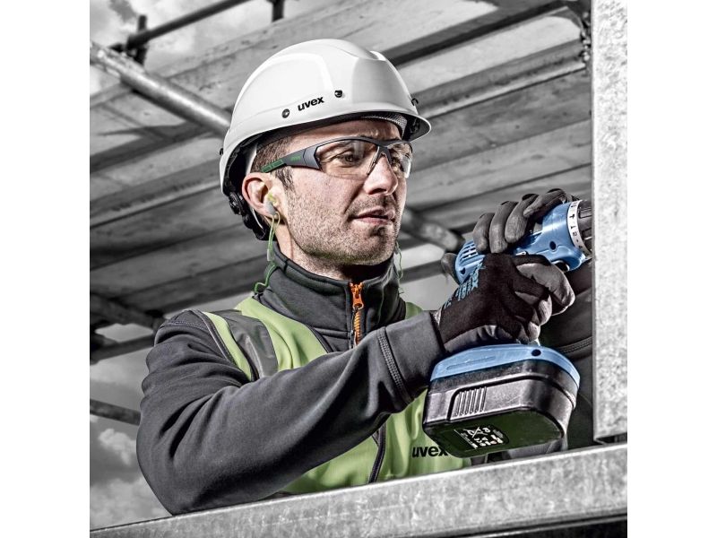 Uvex i-Works skyddsglasögon med klar lins, supravision (repa-/smutstålig) svarta/blå ben | Färg & Tillbehör - Tillbehör - Skydd | GameStuff