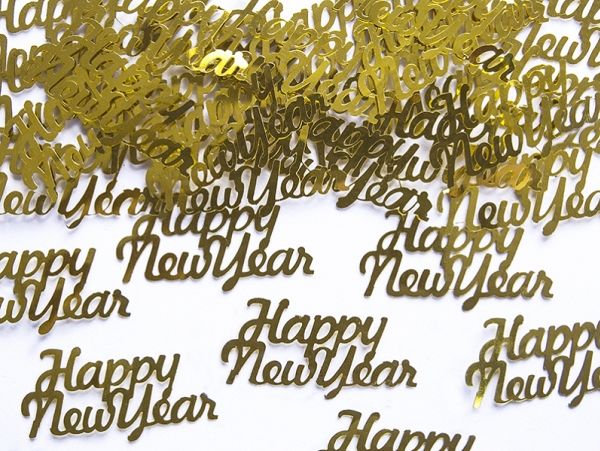 Partydeco Happy New Year, Dekoration, Gold, Monochromatisch, Silvester, Letter, 40 Mm