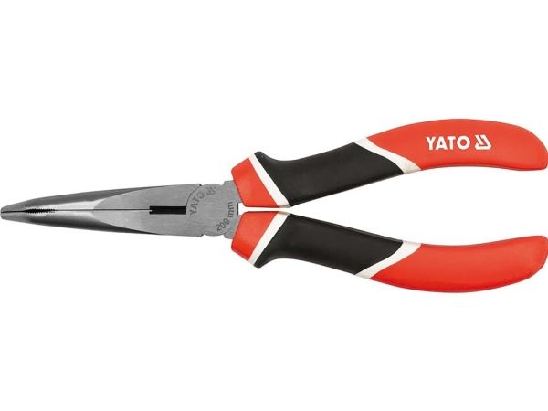 Yato Yt-1946, Gebogene Zange, Chrom-Vanadium-Stahl, Polypropylen (Pp), Thermoplastischer Gummi (Tpr), Schwarz, Rot, 200 Mm