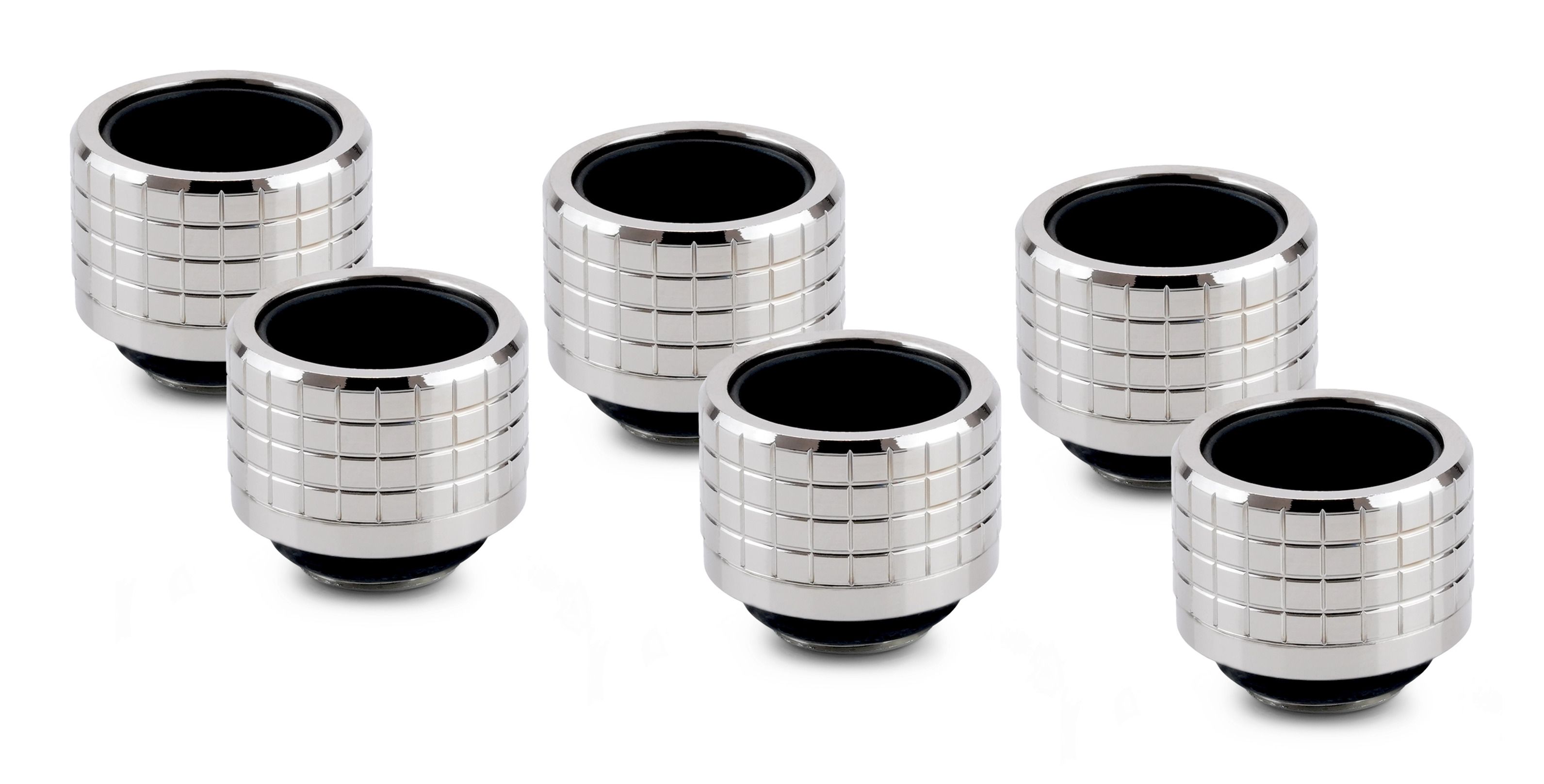 Thermal Grizzly DeltaMate Compression Fitting, Brass - Gloss Nickel, HT16, Pack of 6