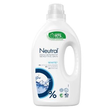 Tøjvask Flydende Neutral White uden Parfume/Blegemiddel/Optisk hvidt 1250 ml - (6 flasker x 1250 ml/karton)