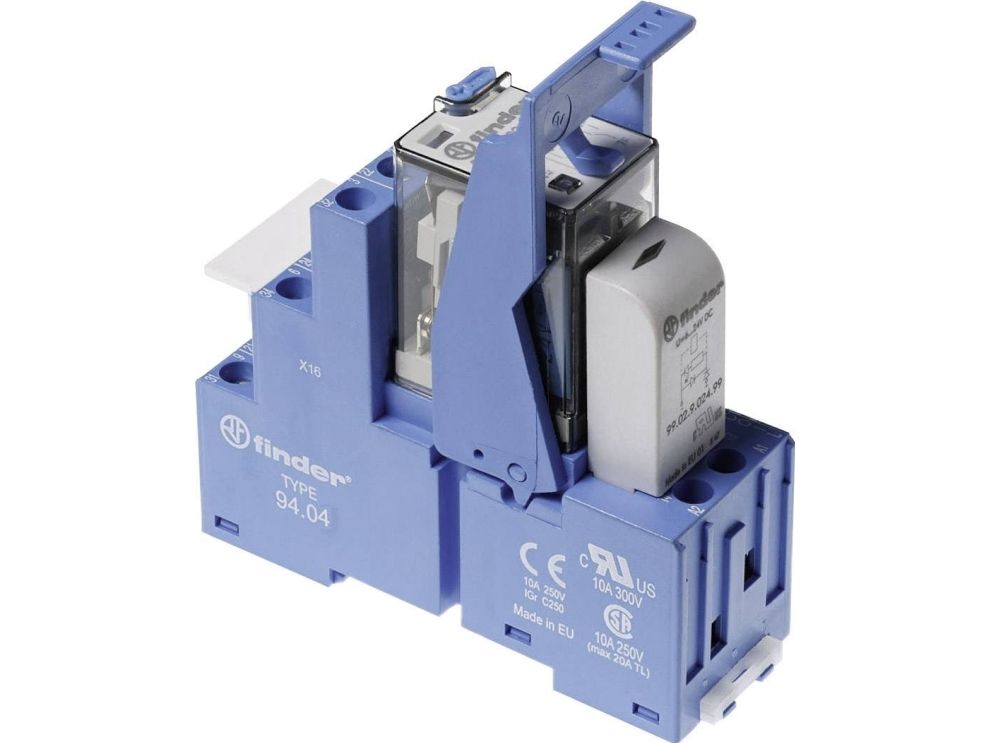 Schnittstellenrelais Mit Sockel + Halterung S58.32, 4P, 7A, 24V Dc, Mit Led
