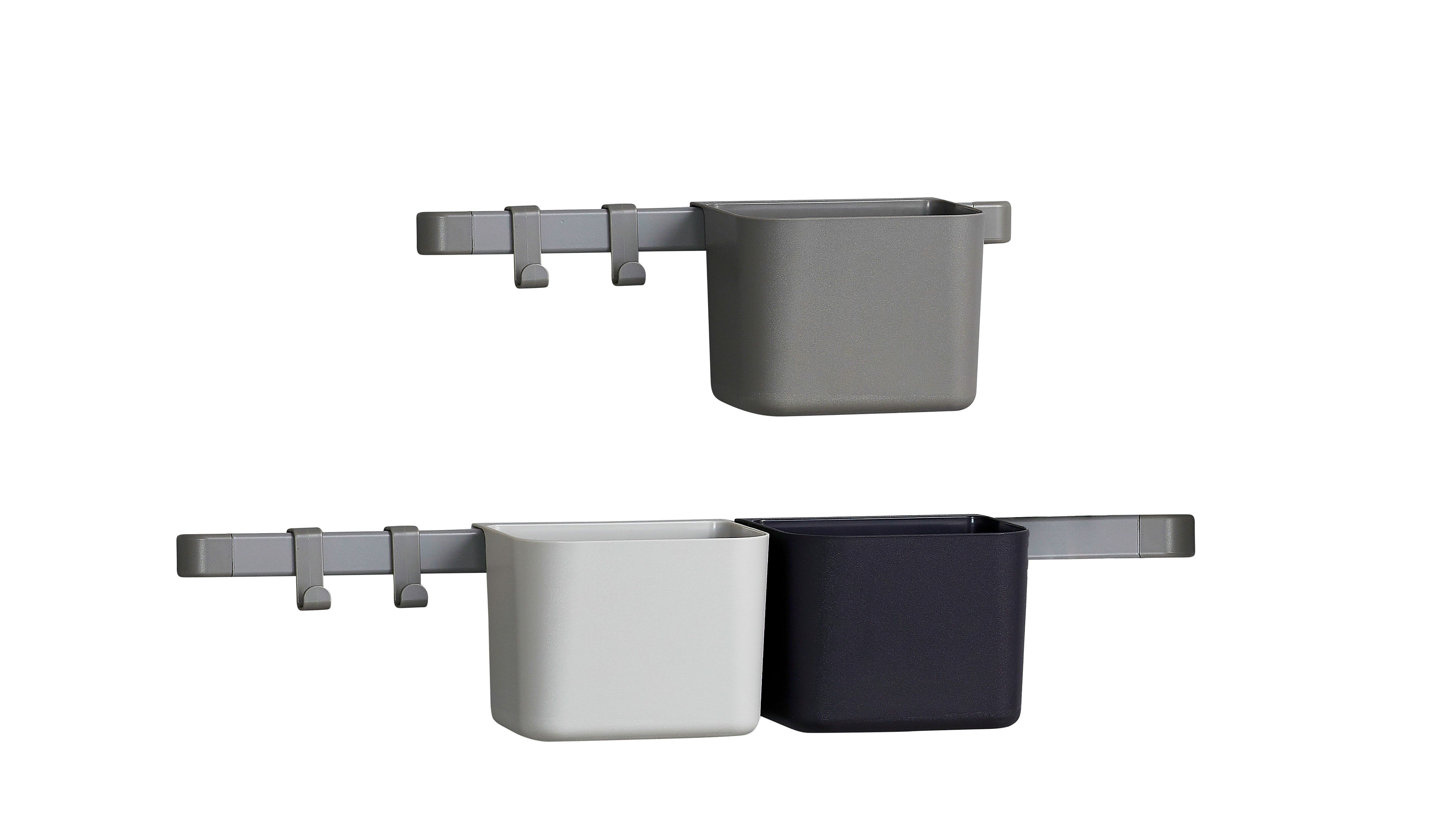 Leander opbevaringsholdere 3 pk., 1 stk. lang & 1 stk. kort skinne – Dusty grey