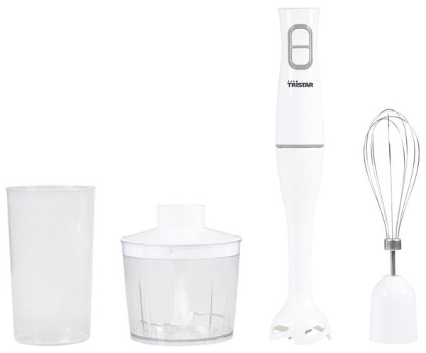 Tristar MX-4851, Nedsænkning blender, 0,7 L, Impulsfunktion, 1 m, 350 W, Hvid