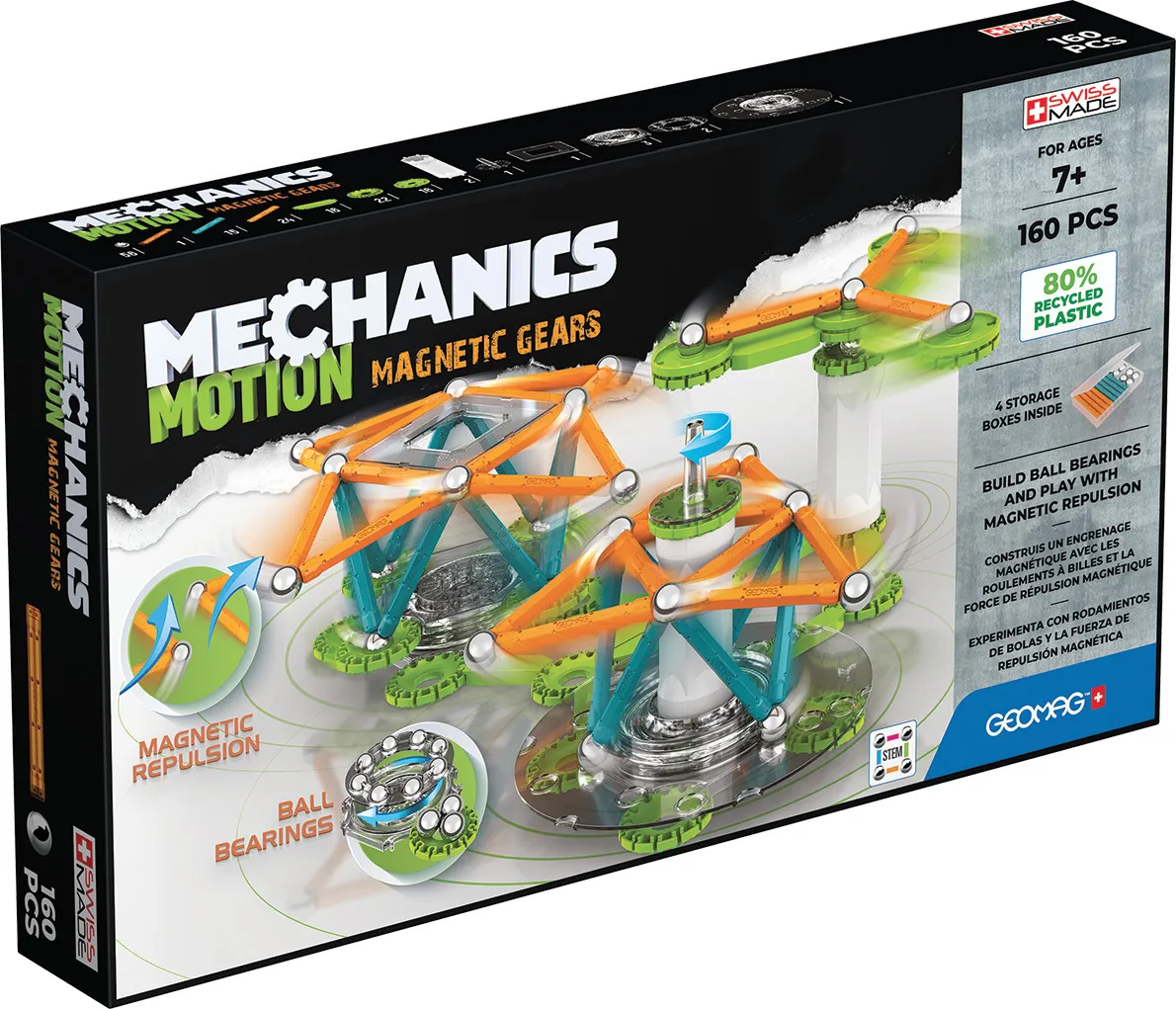 Geomag Mechanics Motion Recycled 3 Magnetic Gears 160 st.