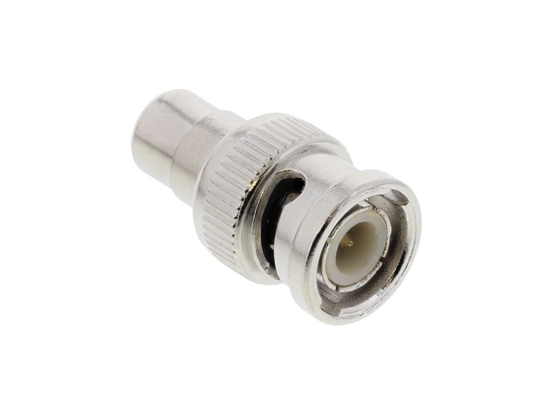 Inline Video Adapter, 1X Cinch Buchse Auf Bnc Stecker, Bnc Male, Bnc M, Silber