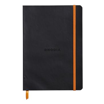 Anteckningsbok, Rhodiarama, A5, linjerat, 80 blad, konstläder, svart