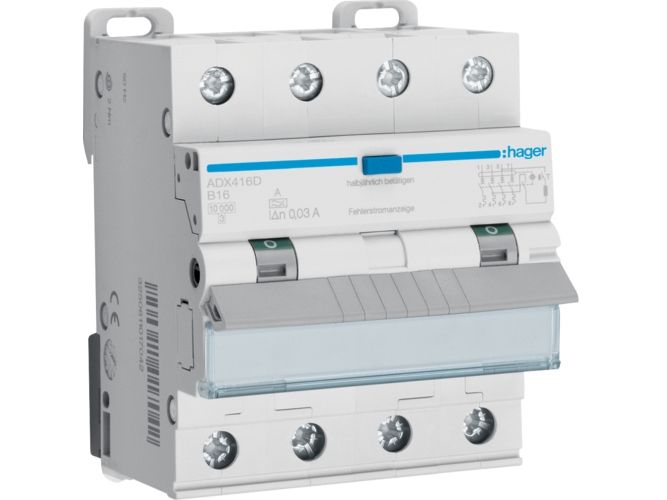 Hager ADX416D Fehlerstromschutz 30mA und Leitungsschutz B16A Typ A 3P+N 10kA - Image 7