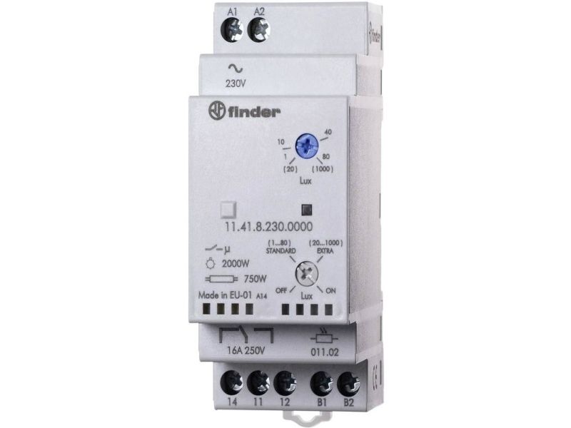 Finder 11.41.8.230.0000, Grå, 16 A, Status, CE, 230 V, 50 - 60 Hz